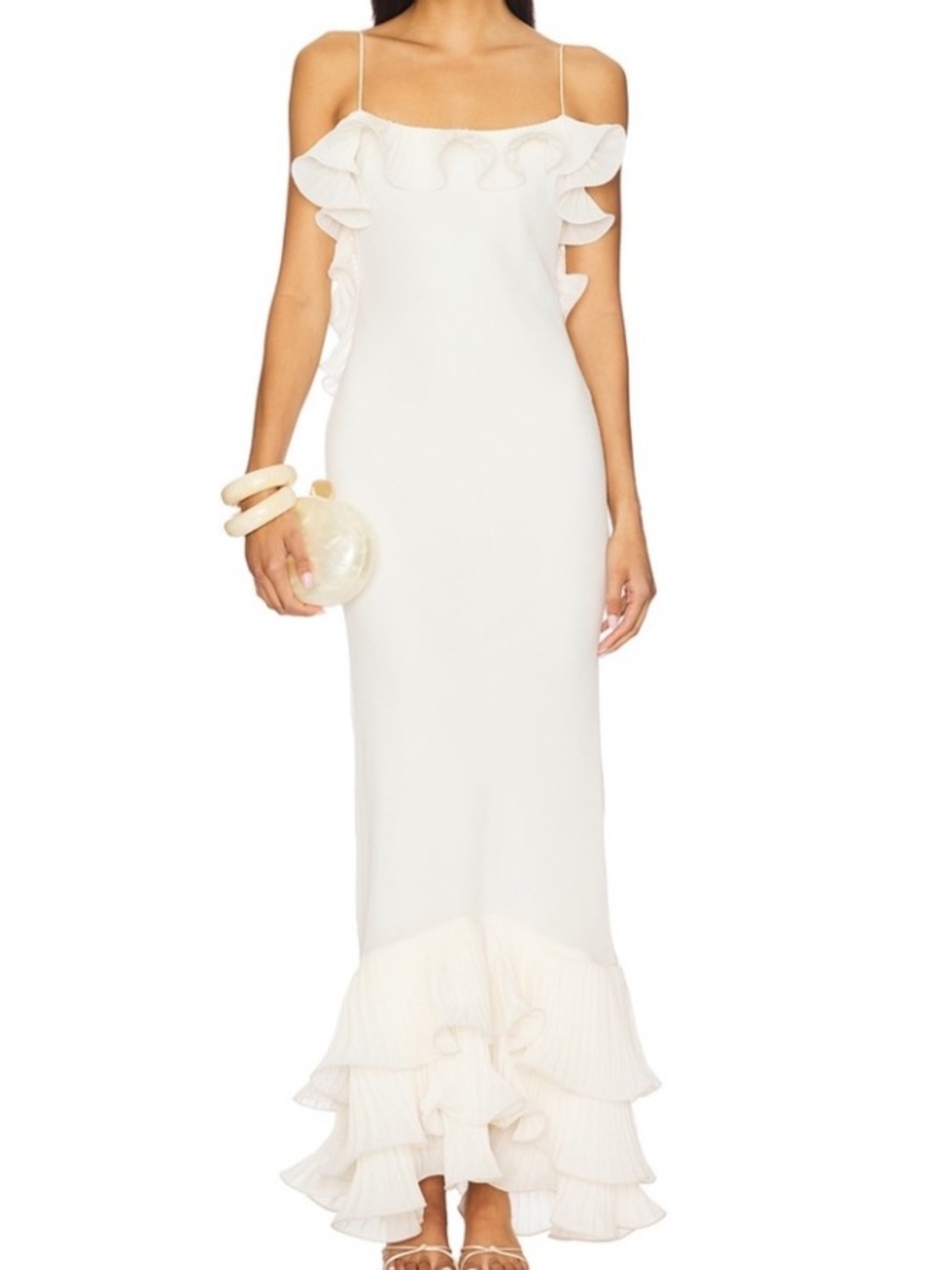 Delfi Collective Delina Dress Open Back Ruffle Bridal Anthropologie dry cleaned